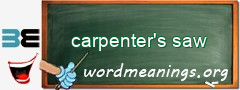 WordMeaning blackboard for carpenter's saw